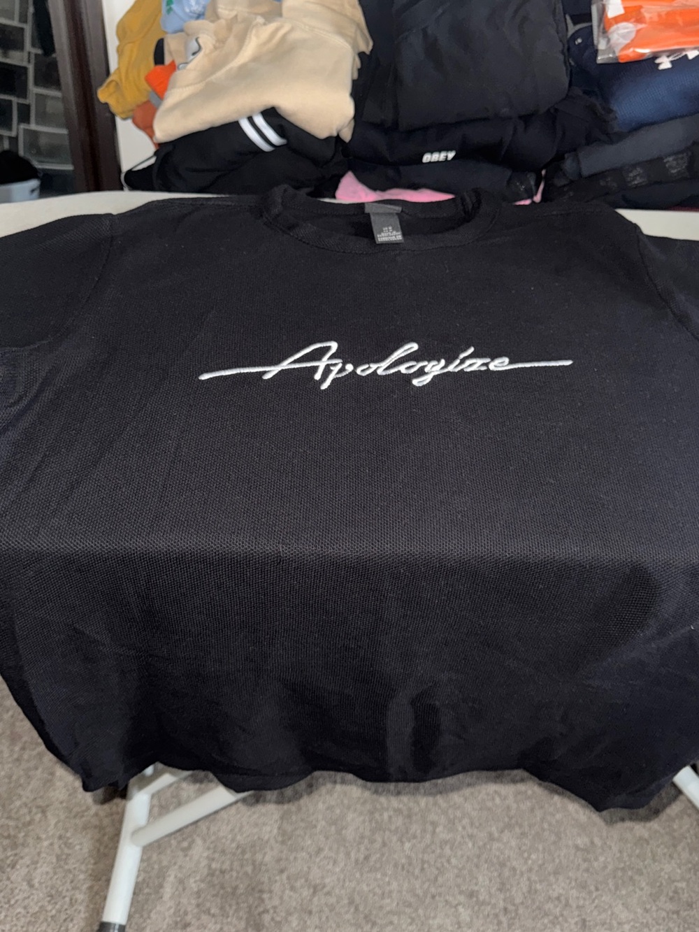 H&M Black Short Sleeve Crewneck T-Shirt with White Script